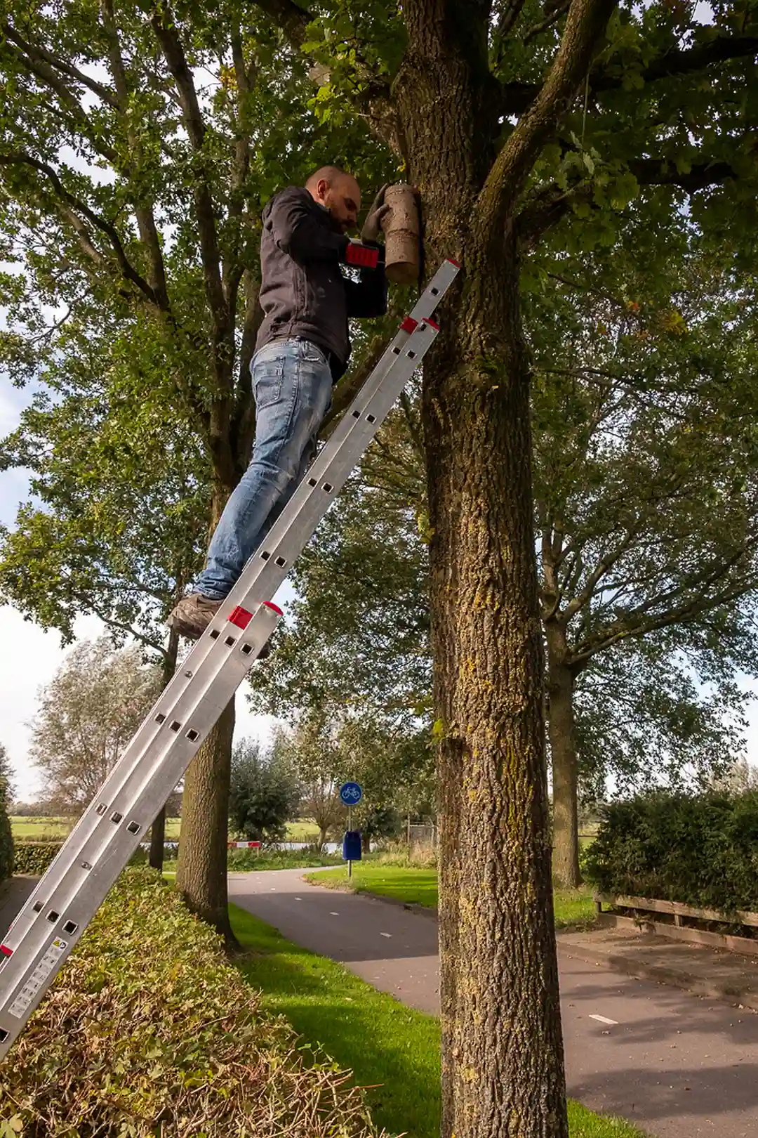 Nestkast onderaan vastschroeven, met een lange bit